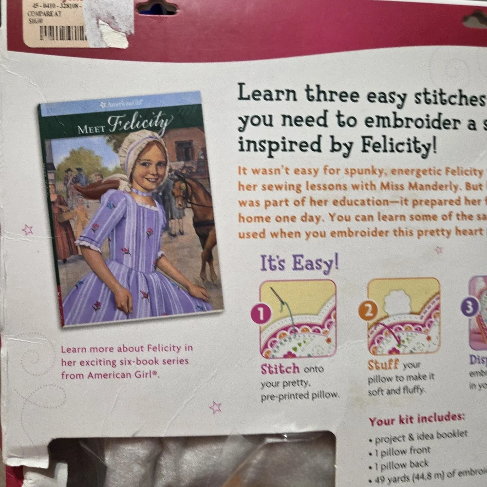American Girl‎ Heart Pillow Craft Kit Pink and Orange Valentines 2012 Edition
